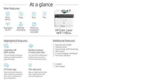 HP Color Laser MFP 179fnw A4 600 x 600 DPI 18 ppm Wi-Fi HP Color Laser MFP 179fnw A4 600 x 600 DPI 18 ppm Wi-Fi